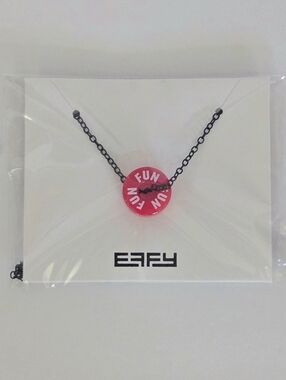 Red 'FUN' Life Preserver Charm on Black Metal Chain, FUN SHIPS Carnival Cruises